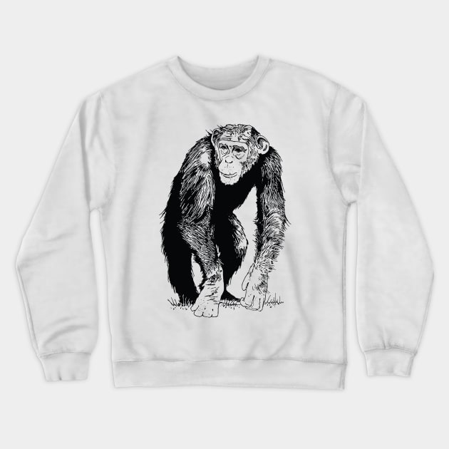 Chimp, Chimpanzee Design Crewneck Sweatshirt by penandinkdesign@hotmail.com